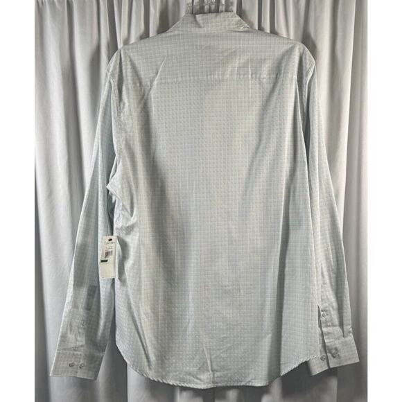 Calvin Klein NWT Plaid Cotton Flap Pocket Shirt White Blue L sustainable 77-16 - Picture 8 of 14